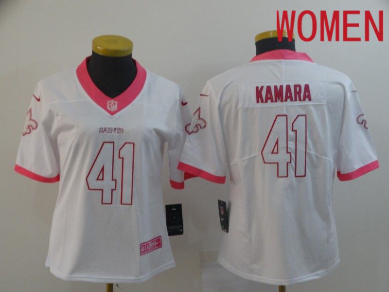 Women New Orleans Saints #41 Kamara White pink Nike Vapor Untouchable Limited Player NFL Jerseys->women nfl jersey->Women Jersey